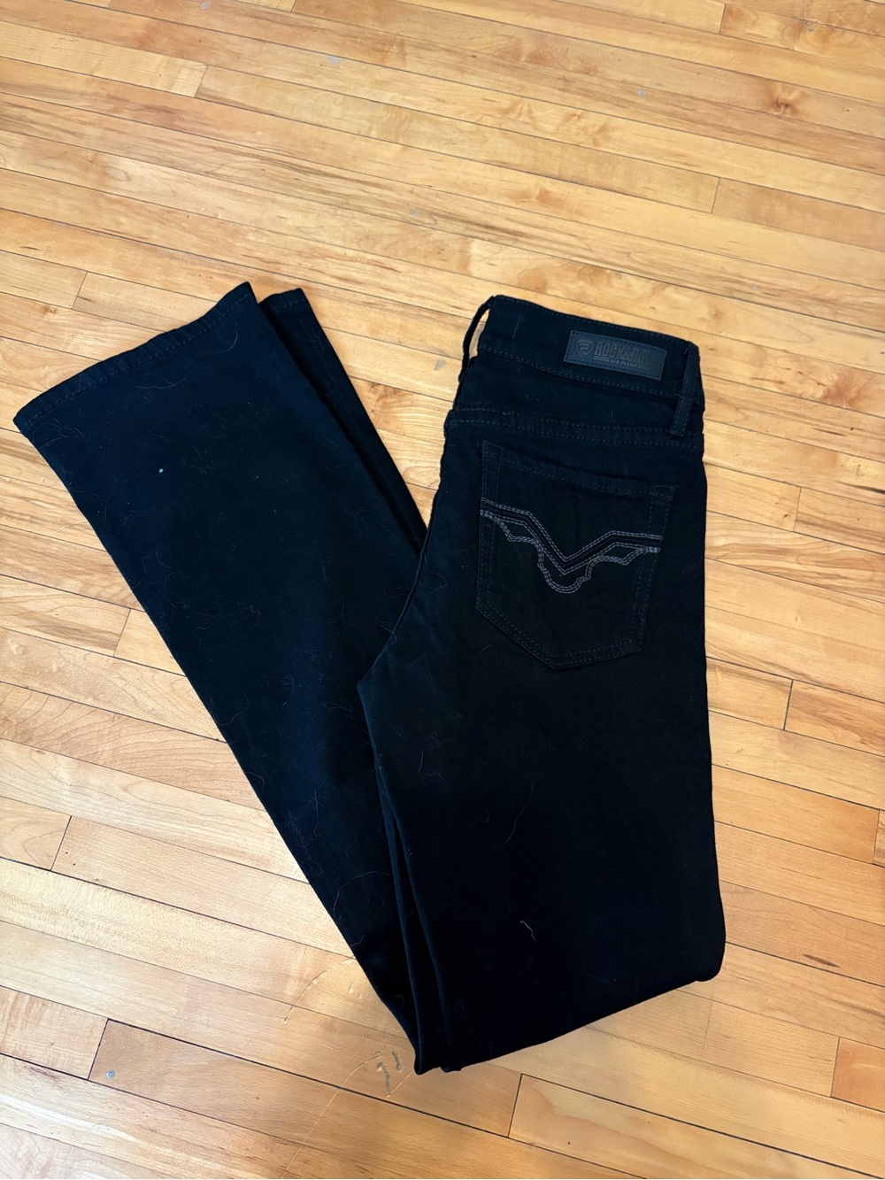 Women's Black Boot Cut Jeans with Subtle Back Pocket Stitching